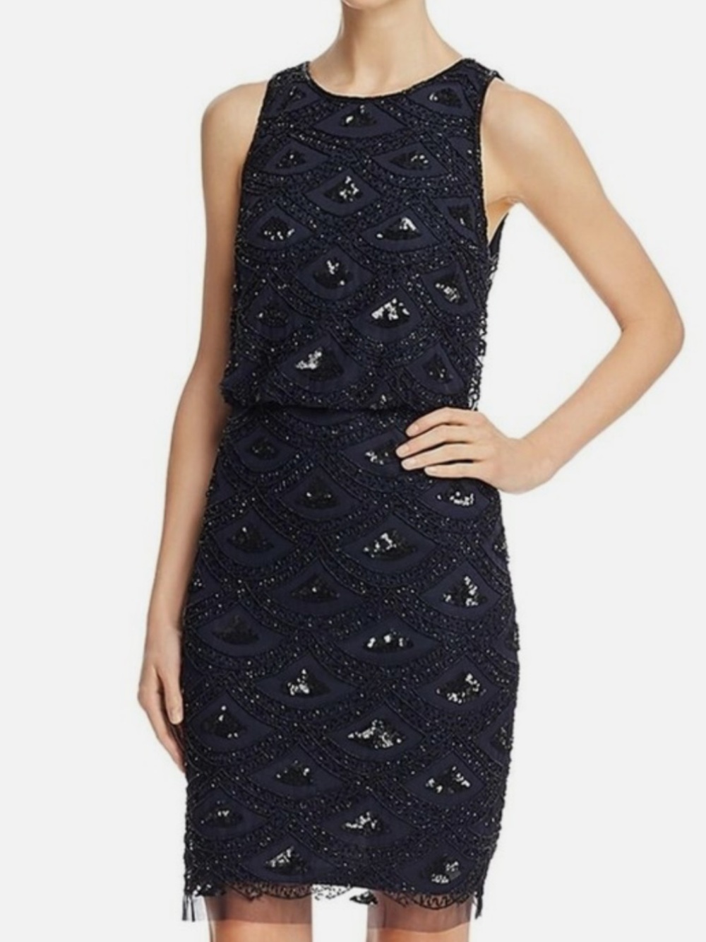 Adrianna Papell Black Bead Dress Size 6